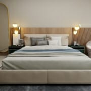 A comfortable bed in a bedroom that helps you avoid the mistakes of buying a mattress